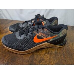 Nike Metcon 3 Crossfit Shoes Mens Size 11 Black Orange Camo Real Tree
